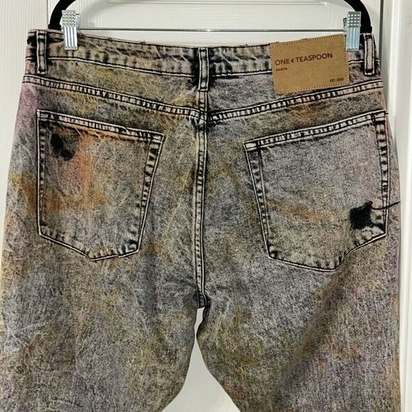 Revolve One Teaspoon Acid Wash Distressed Boyfriend Jeans(Size 32) - Picture 4 of 10